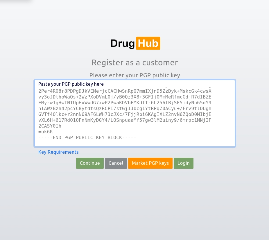 PGP Encryption for DrugHub Market Secure Communications